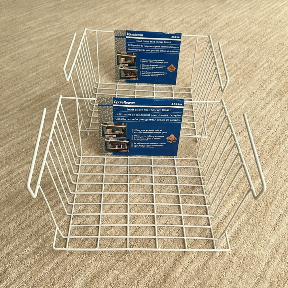 Set of 2 Rubbermaid Lee Rowan Hanging Under Shelf Metal Storage Basket 10” x 12”